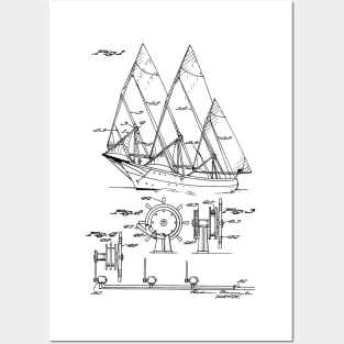 Sailing Boat Vintage Patent Hand Drawing Posters and Art